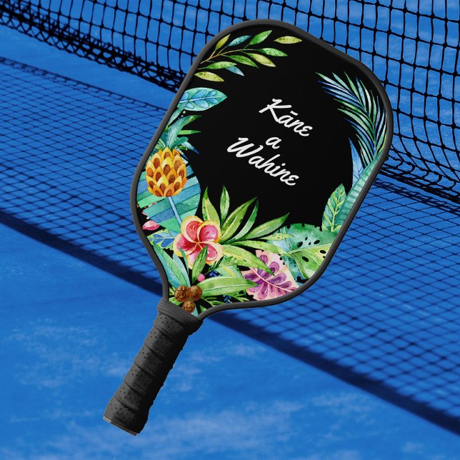 Raquette De Pickleball Hawaiian Luau Tropical Mariage Newlyweds (Créateur téléchargé)