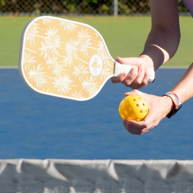 Raquette De Pickleball Hawaiian Palm Tree Silhouette Motif Gold ID1093 (Insitu)