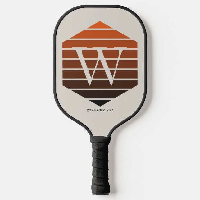 Raquette De Pickleball hexagone dégradé de coucher de soleil Monogramme (Recto)