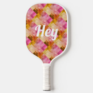 Raquette De Pickleball Hey Pink Watercolor Motif géométrique