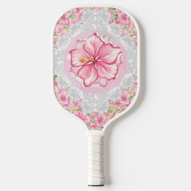 Raquette De Pickleball Hibiscus & dentelle PINK (Recto)