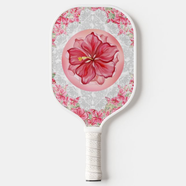 Raquette De Pickleball Hibiscus & dentelle RED (Recto)