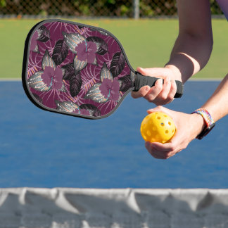 Raquette De Pickleball Hibiscus floral de Bourgogne tropicale