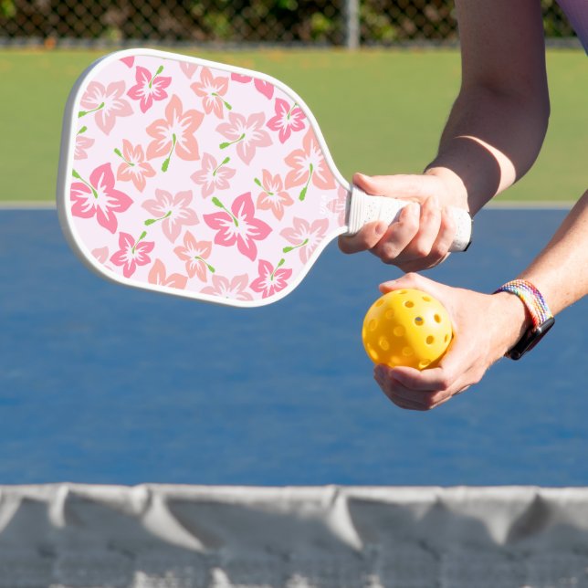 Raquette De Pickleball Hibiscus Rose, Fleurs Roses, Motif De Fleurs (Insitu)