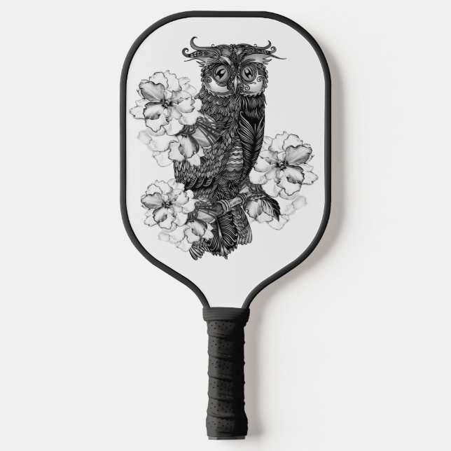 Raquette De Pickleball Hibou gris Orchidées blanches (Recto)