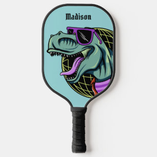 Raquette De Pickleball Hipster T-Rex nom et couleur personnalisés