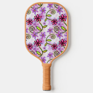 Raquette De Pickleball Holographique Arc-en-ciel - Collage floral