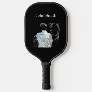 Raquette De Pickleball Homme tenant Cheval Pickleball foncé Paddle