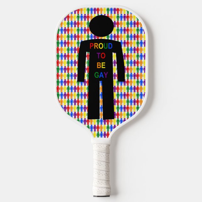 Raquette De Pickleball Hommes gays LGBTQ Silhouette et arc-en-ciel (Recto)