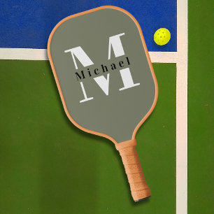 Raquette De Pickleball Huile Vert Monogramme Moderne Simple Cute Élégant