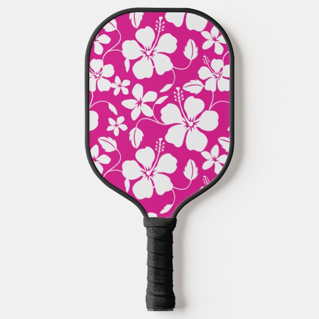 RAQUETTE DE PICKLEBALL HULA HAÏIENNE (HIBISCUS) ROSE CHAUDE (Recto)