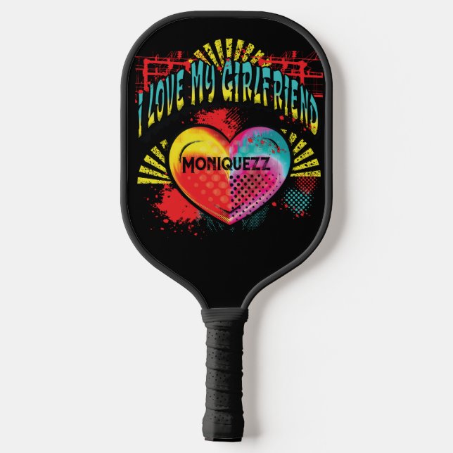 Raquette De Pickleball I Love My Girlfriend Graffiti Nom personnalisé (Verso)