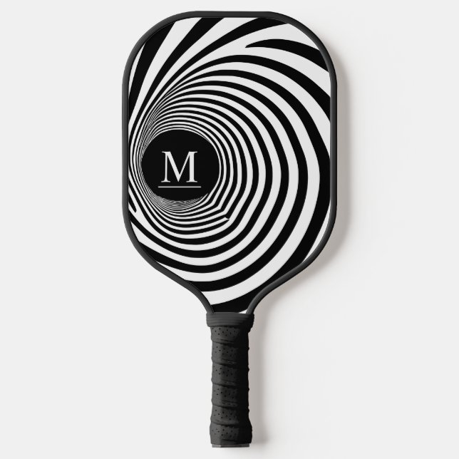 Raquette De Pickleball Illusion d'optique Vortex Monogramme Noir & Blanc (Recto)