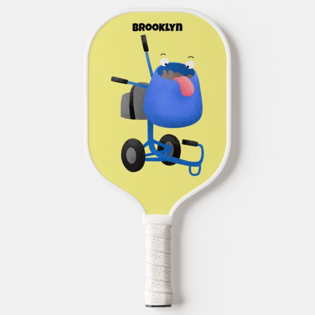 Raquette De Pickleball Illustration amusante du mélangeur de ciment bleu (Recto)