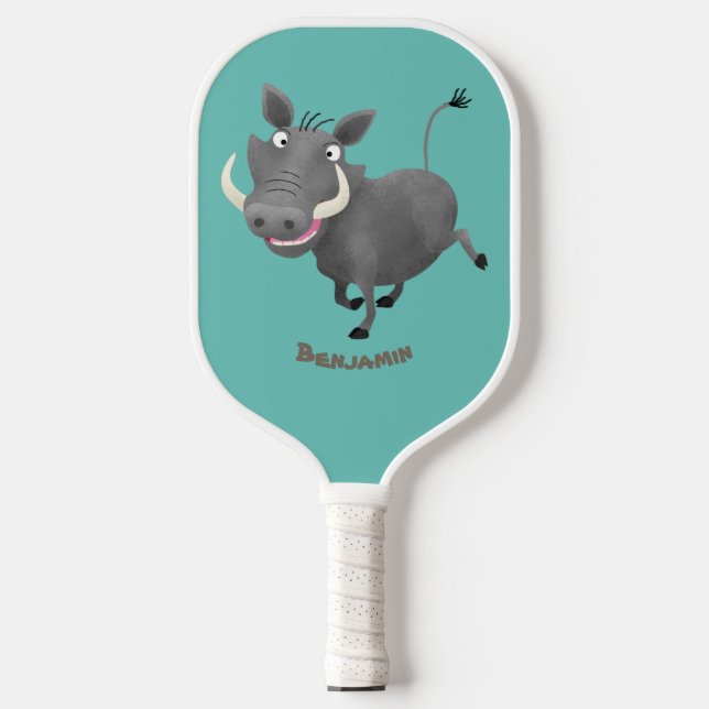 Raquette De Pickleball Illustration amusante d'un cochon de phacochère af (Recto)