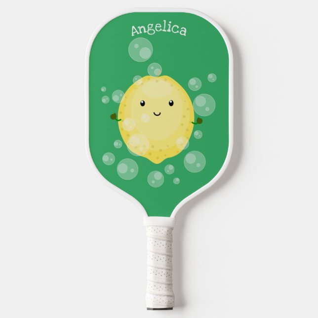Raquette De Pickleball Illustration de bulles de caricatures de citron mo (Recto)