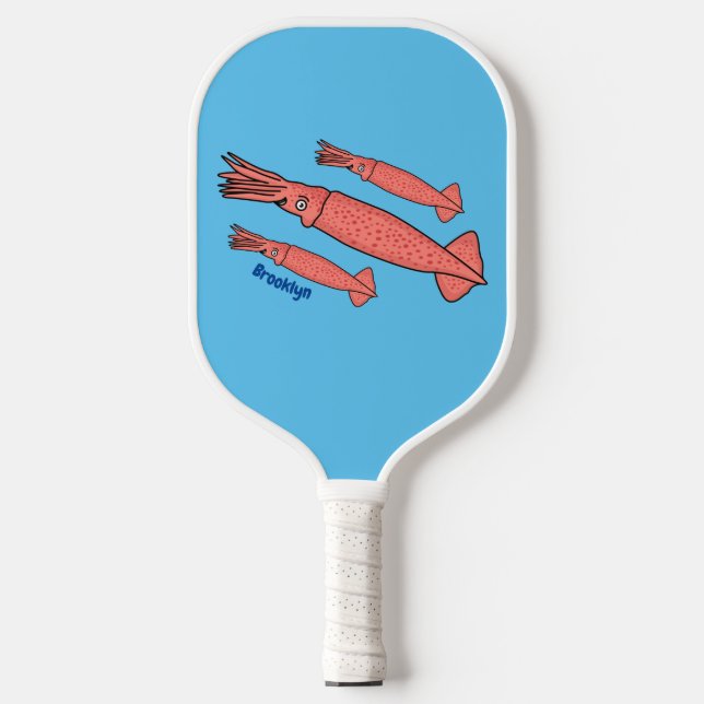 Raquette De Pickleball Illustration de calamar rose (Recto)