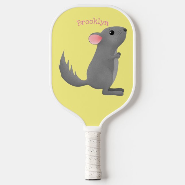 Raquette De Pickleball Illustration de chinchilla gris mignon (Recto)