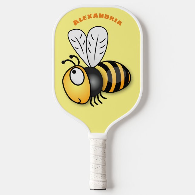 Raquette De Pickleball Illustration de dessin animé d'abeilles joyeux (Recto)