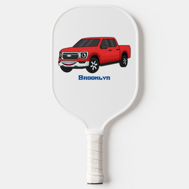 Raquette De Pickleball Illustration de dessin animé de camionnette rouge  (Recto)