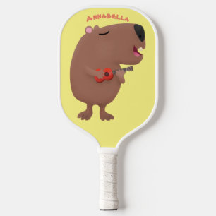 Raquette De Pickleball Illustration de dessin animé de capybara ukulele