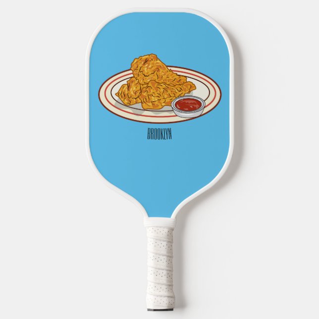 Raquette De Pickleball Illustration de dessin animé sur le poulet frit (Recto)