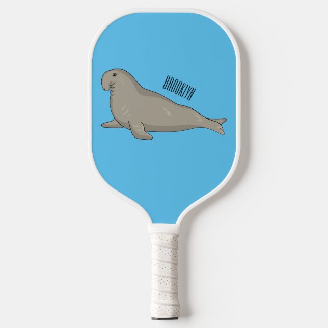 Raquette De Pickleball Illustration de dessin de phoque éléphant (Recto)