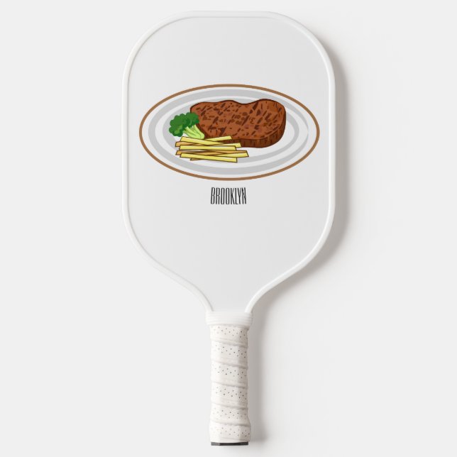 Raquette De Pickleball Illustration de dessin de steak (Recto)