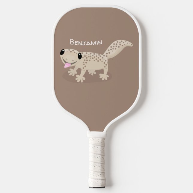 Raquette De Pickleball Illustration de gecko tan tan mignon (Recto)