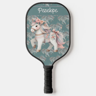 Raquette De Pickleball Illustration de l'Imaginaire Floral Pastel Horse
