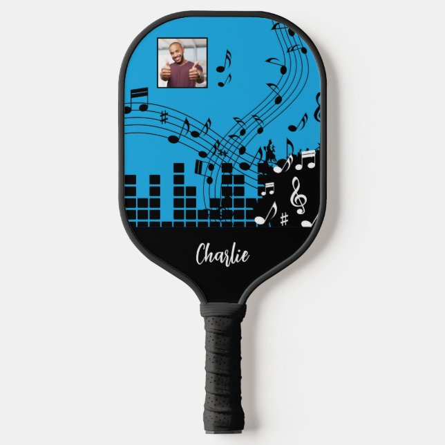 Raquette De Pickleball Illustration de musique nom et photo personnalisés (Recto)