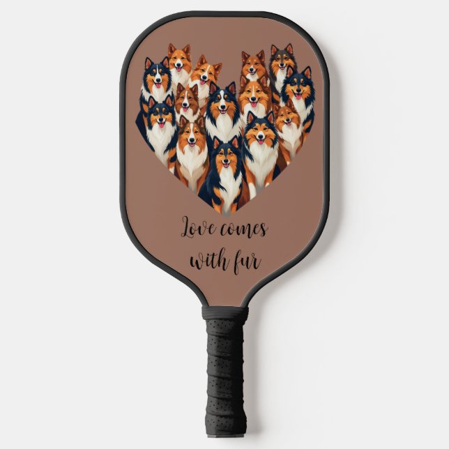 Raquette De Pickleball Illustration de Sheltie Heart Shetland Sheepdog (Recto)