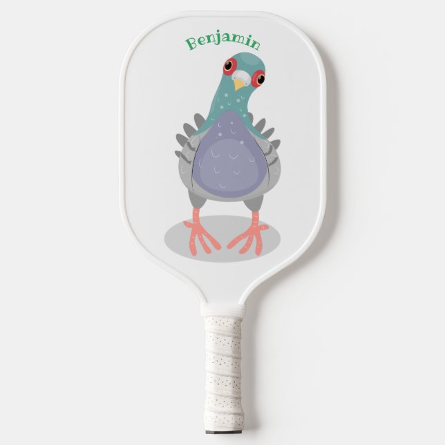 Raquette De Pickleball Illustration drôle de pigeon curieux (Recto)