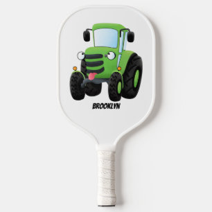 Raquette De Pickleball Illustration du joli joyeux tracteur agricole vert