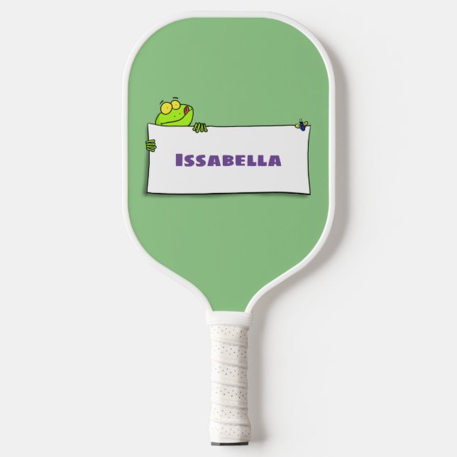 Raquette De Pickleball Illustration du panneau de grenouille verte mignon (Recto)