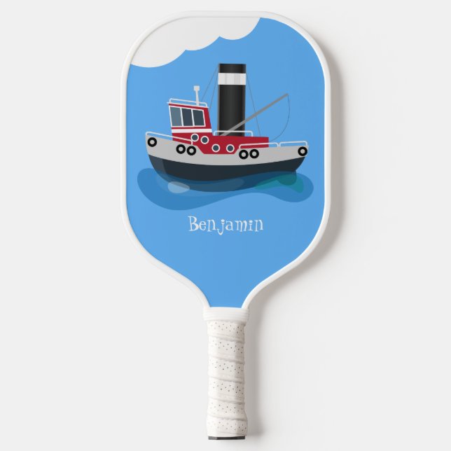 Raquette De Pickleball Illustration d'un bateau à chalutier mignon (Recto)