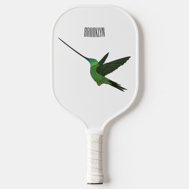 Raquette De Pickleball Illustration d'un colibri à bec épée (Recto)