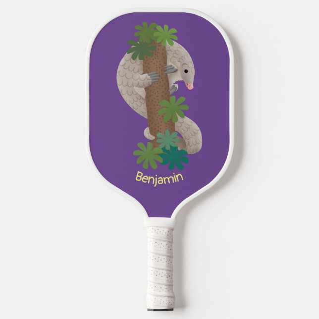 Raquette De Pickleball Illustration d'une anteure de pangolin mignonne (Recto)