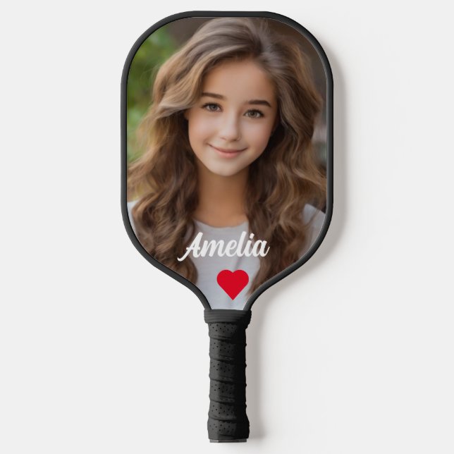 Raquette De Pickleball Image customisée script moderne Nom amour (Recto)