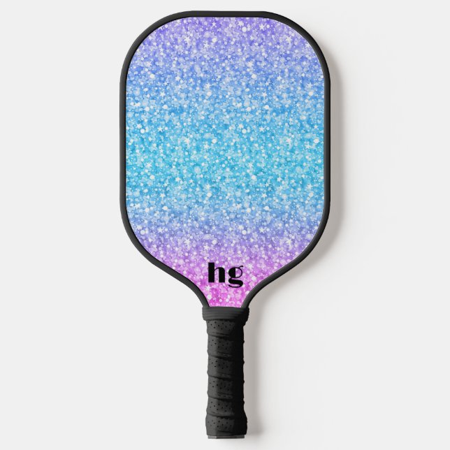 Raquette De Pickleball Image de texture de parties scintillant rose et bl (Recto)