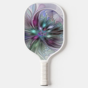 Raquette De Pickleball Imaginaire coloré Abstrait Fleur fractale moderne