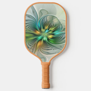 Raquette De Pickleball Imaginaire coloré Moderne Fleur Abstraite Fractale