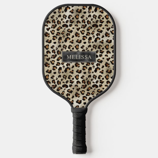 Raquette De Pickleball Impression d'animal léopard avec fausse feuille no (Recto)