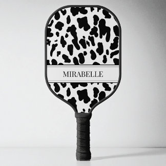Raquette De Pickleball Impression de vache d'animal noir et blanc personn