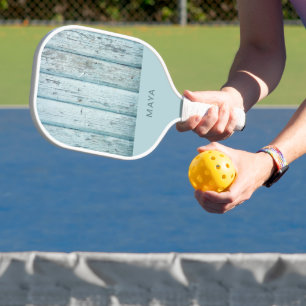 Raquette De Pickleball Impression sur bois Bleu Rustique Personnalisée