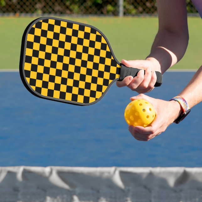 Raquette De Pickleball Imprimé à carreaux jaune et noir (Insitu)