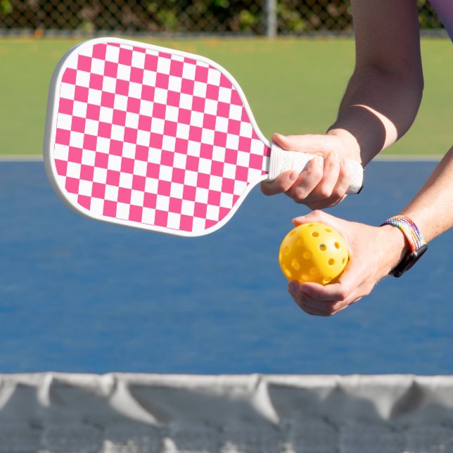 Raquette De Pickleball Imprimé à carreaux rose et blanc (Insitu)