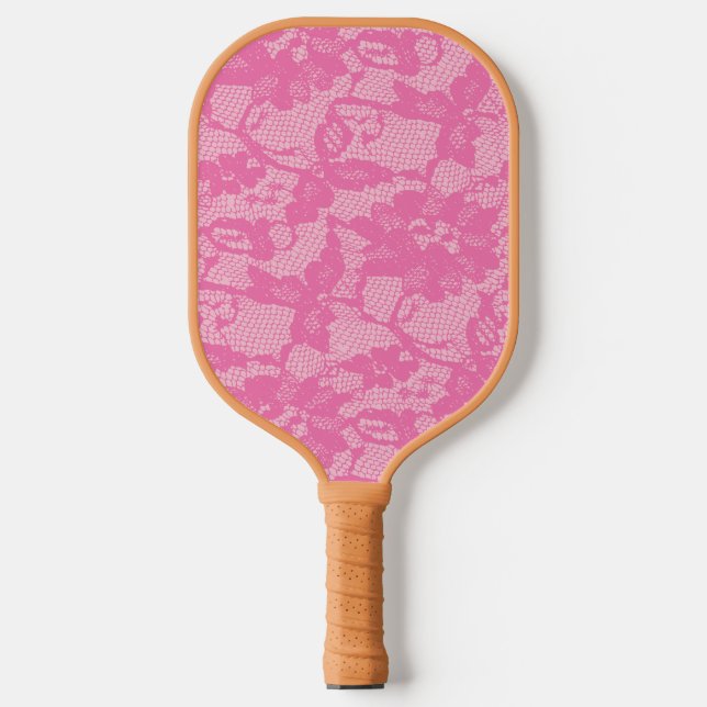 Raquette de Pickleball Imprimée de Dentelle Rose D (Recto)