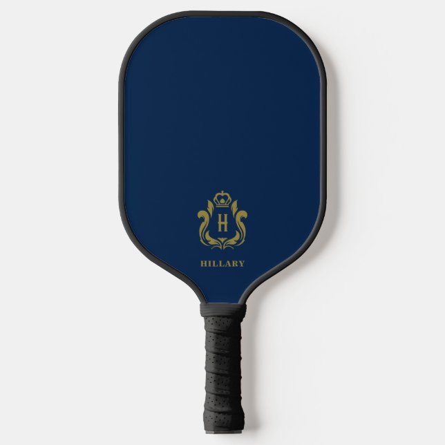 Raquette De Pickleball IndiGo Blue Gold Crest H Monogramme (Recto)