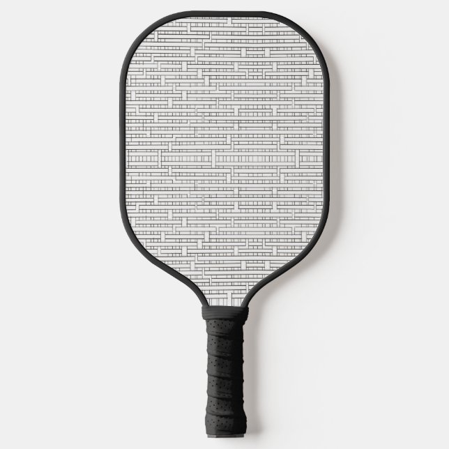 Raquette De Pickleball Industrial Grid-Black and White Modern Minimalist  (Recto)